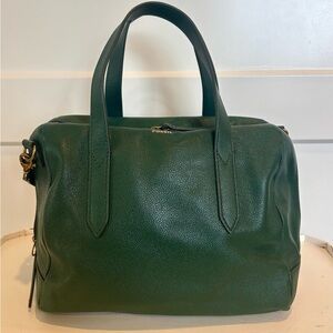 Fossil Forest Green Leather Satchel